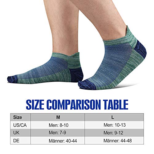 Closemate Mens Trainer Ankle Socks for Sports Athletic Cotton Non Slip Low Cut Running Socks 5 Pair (1Black1Grey1Beige1Green1Blue, Size M)