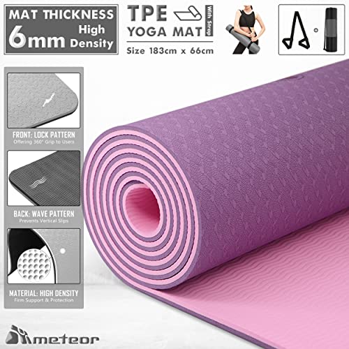 METEOR 6mm TPE Yoga Mat-Non-Slip Mat,Exercise Mat,Fitness