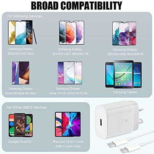 25W Super Fast Charger, USB C Wall Charger with 1m Type C Cable for Samsung, Aerostralia 25W USB C Wall Plug Compatible with Galaxy Ultra S23/S22/S21/S20, A54, Note 20,Galaxy Watch，iPhone 14/13, iPad
