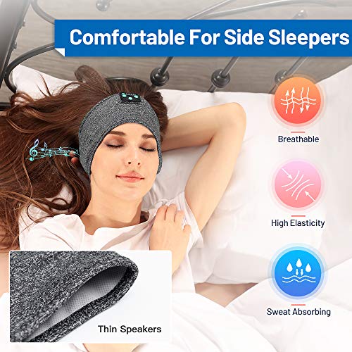 Sleep Headphones Wireless, Perytong Bluetooth Sports Headband Headphones with Ultra-Thin HD Stereo Speakers Perfect for Sleeping,Workout,Jogging,Yoga,Insomnia, Air Travel, Meditation(Dark Grey)