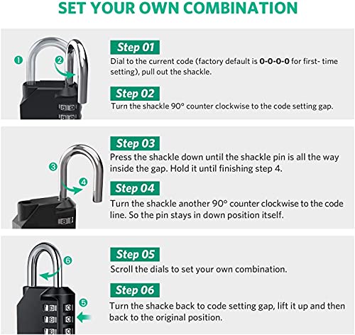 HOMIEST 2 Pack Combination Lock 4 Digit Outdoor Waterproof Padlock for School Gym Locker, Sports Locker, Fence, Toolbox, Gate, Case, Hasp Storage (Black)