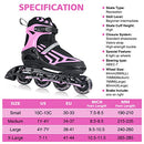 ITurnGlow Kids and Adults Adjustable Inline Skates with Full Light Up Wheels, Safe and Smooth Beginner Rollerblades for Girls and Boys, Men and Women