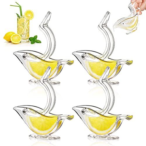 AUAUY Bird Lemon Squeezer, Acrylic Manual Lemon Squeezer, Manual Lemon Squeezer Portable Transparent Fruit Juicer, Hand Juicer for Orange Lemon Lime Pomegranate(4 Pack)