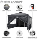 OUTFINE Canopy 10'x10' Pop Up Commercial Instant Gazebo Tent, Fully Waterproof, Outdoor Party Canopies with 4 Removable Sidewalls, Stakes x8, Ropes x4 (Black, 10 * 10FT)