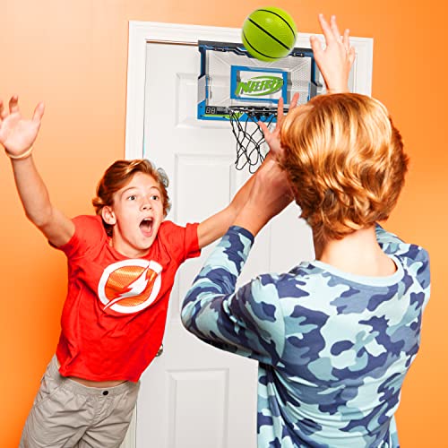 NERF LED Over The Door Mini Basketball Hoop - Pro Hoop Light Up Indoor Kids Basketball Hoop - Electronic Slam Dunk Mini Hoop Set with Mini Basketball - Door + Bedroom Indoor Hoop for Kids