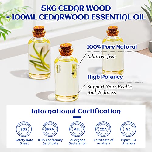 HIQILI Cedarwood Essential Oil, Pure and Natural Cedarwood Oil for Hair Growth, Skin and Diffuser with Dropper - 100ml