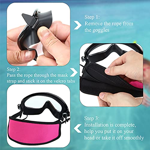 2 Pieces Neoprene Mask Strap Cover Diving Swimming Mask Strap with Hook and Loop Fastener Hair Protector Wrap for Dive and Snorkel Masks Water Sports