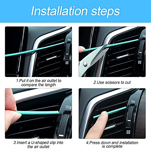 Car Air Conditioner Decoration Strip for Vent Outlet, 20 Pieces Universal Waterproof Bendable Air Vent Outlet Trim Decoration, Suitable for Most Air Vent Outlet, Car Interior Accessories (Blue)