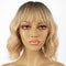 Curly Bob Wig with Bangs Short Wavy Wig Bob Style Synthetic Heat Resistant Bob Wigs Synthetic Daily Use Colorful Cosplay Wig for Girls (Ombre Blonde)