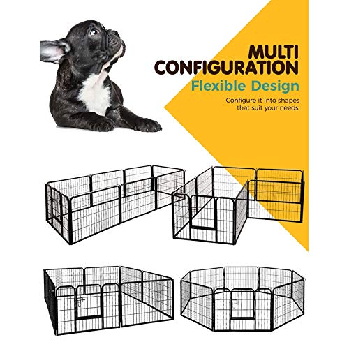 i.Pet 24" Large 8 Panel Pet Dog Playpen Rabbit Play Pen Playpens Fence Cage Cages Puppy Exercise Enclosure Crate Pets Barrier Portable Outdoor Indoor Run Gate Guinea Pig Heavy Panels Kennel