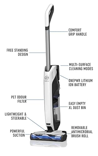 Hoover ONEPWR Evolve Pet Cordless Vacuum, Low Noise, Rechargeable, Strong Suction Deep Cleans Carpet, Hard Floor Pet, Hair, Car, White