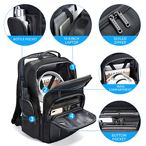 BanGe Laptop Backpack Men Business Travel Backpacks with USB Charging Port Weekender Carry On Backpack Black All, 2602 black, One size