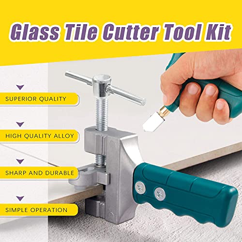 Swpeet 12Pcs 2 in 1 Glass Tile Cutter Tool Kit, Including Glass Breaking Pliers and Glass Cutter, Mirror Cutting Kit, Glass Running Pliers Ceramic Cutting Tool for Easy Glide Glass & Tile Cutter