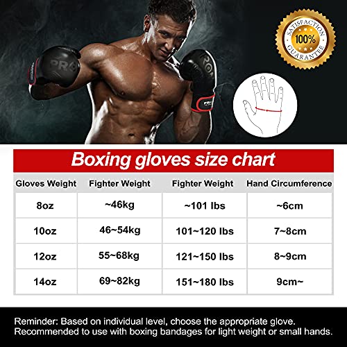 PROIRON Boxing Gloves MMA Punch Bag Training Mitts for Muay Thai, Sparring, Kickboxing, Fighting, Martial Arts, Workout Gloves 8oz with Free Deodoriser
