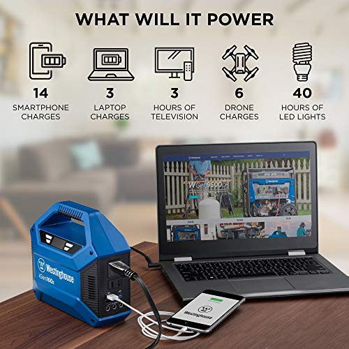 Westinghouse - iGen160s Portable Outdoor Power Equipment & 150 Peak 100W Outdoor Generator, Solar Solar, 155Wh Lithium-Ion Battery (Solar Panel Not Included)