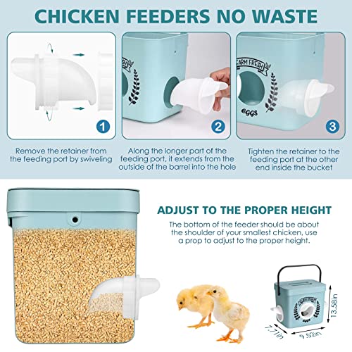 ‎Tgeyd Chicken Feeder, 10 LB Chicken Coop Accessories, Chicken Feeders No Waste for Chicks and Hens, Waterproof Automatic Chicken Feeder, Hanging Chicken Feeder with 3 Ports (Patent Product)