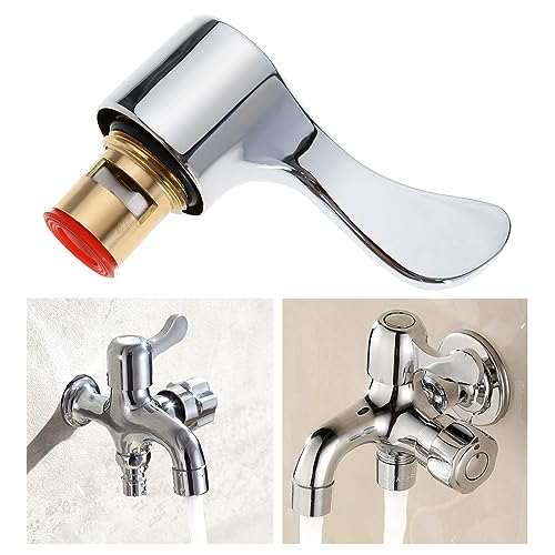 ECSiNG 1 Pair 1/2" Basin Sink Tap Lever Head Conversion Kit Brass Hydraulic Control Cartridge Faucet Valve for Most Bathroom Kitchen Tap (Cold & Hot)