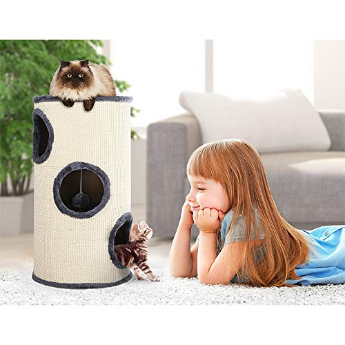 i.Pet Cat Tree Cats Tower Ultimate Scratching Post, 70cm Height Pet Toy Scratcher Cardboard Posts Indoor Kittens Play Towers and Trees Corner Toys, No Assembly Required