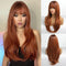 HAIRCUBE Auburn Wigs for Women,Long Wig with Bangs Natural Wavy Auburn Wigs Heat Resistant Fiber Synthetic Wigs for Daily Party