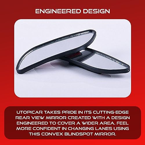 Blind Spot Mirrors. long design Car Mirror for blind side by Utopicar for traffic safety. Door mirrors for great rear view! [stick-on] (2 pack)