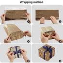 Bigqin 6 Sheet Black Gold Gift Wrapping Paper Set Recycled 70 * 50cm Gift Decoration Paper for Kids Boys Girls Women Men Christmas Birthday Holiday Valentine's Day Present Box, with Rope and Tape