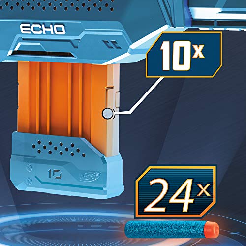 Nerf Elite 2.0 - Echo Cs-10 Blaster - Us Version - 24 Official Nerf Darts - 10-Dart Clip - Removable Stock And Barrel Extension - 5 Tactical Rails - Toys For Kids - E9533 - Ages 8+