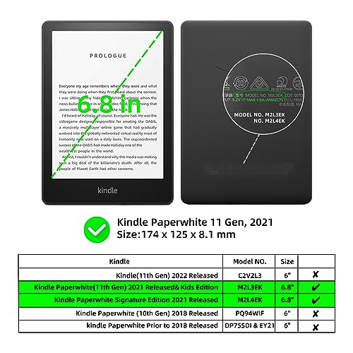 WALNEW Flip Case for 6.8” Kindle Paperwhite 11th Generation 2021 – Two Hand Straps PU Leather Vertical Multi-Viewing Stand Cover with Auto Wake/Sleep for Kindle Paperwhite 2021 Signature Edition