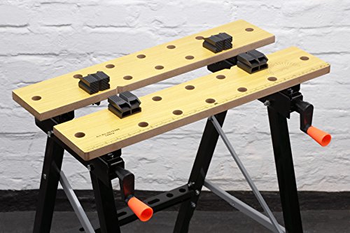 Meister Work and Clamping Table, 150 kg Load Capacity, Large Work Surface, Printed Scale & Angle Information, Foldable, Versatile Adjustable, Workbench with Clamping Jaws, Work Table, 9079100, Painted