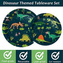 96 Pcs Dinosaur Party Supplies Fossil Dinosaur World Tableware Set Jurassic Theme Plates Napkins Party Decorations Dino Dinnerware for Boys Kids Birthday Baby Shower Tableware Party Favors 24 Guests