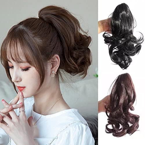 Synthetic Hair Extensions Wigs Women Toupee Short Wavy Curly Claw Ponytail Hair Clip in Hair Extensions Women Hair Wigs