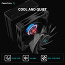 DeepCool AK400 Zero Dark Plus CPU Air Cooler 220w TDP All-Black Heatsink 4 Copper Heat Pipes CPU Cooler with Dual-Fan Each 120mm 1650RPM PWM 59.46CFM for Intel LGA1700/1200/1151/1150/1155 AMD AM5/AM4