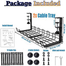 Under Desk Cable Management Tray-Cable Organiser and Cable Management Box, Home, Office and Gaming Desk Cable Management, Cord Organiser for Appliances Electrical Cable & Wire Management, No Drilling