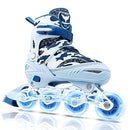 Adjustable Roller Blades, Inline Skates for Girls Kids, Light Up Adult Roller Blades Skates for Boys Girls Children Teens Women Outdoor Indoor (Sky Blue Camo, Medium - Big Kids (1-4 US))
