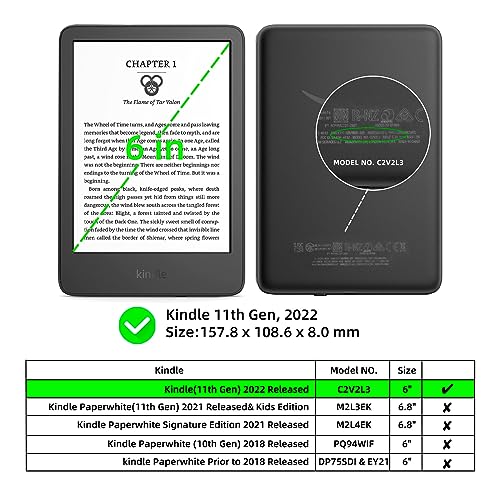 WALNEW Clear Case for 6” Kindle 11th Generation 2022, Soft Transparent TPU Back Cover with Enhanced Corners for 6 Inch All-New Kindle (2022 Released)