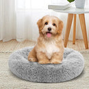 USOR Calming Cat Beds & Dog Bed, Anti-Anxiety Donut Dog Cuddler Bed, Large Cat Bed or Small Dog Bed, Disassemble and Washable 50 cm Warming Cozy Soft & Fluffy Faux Fur Plush Dog Cushion Bed Light Gray