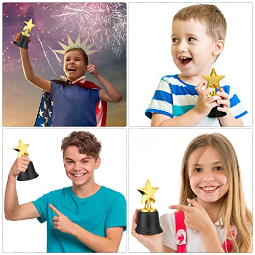 Jerify Mini Star Trophy Awards Bulk 4.7 Inch Gold Trophy Awards Plastic Trophy Cup for Kids Party Favors Soccer Football Game Winning Prize Competitions Carnival Rewards Kids Adults (24 Pcs)