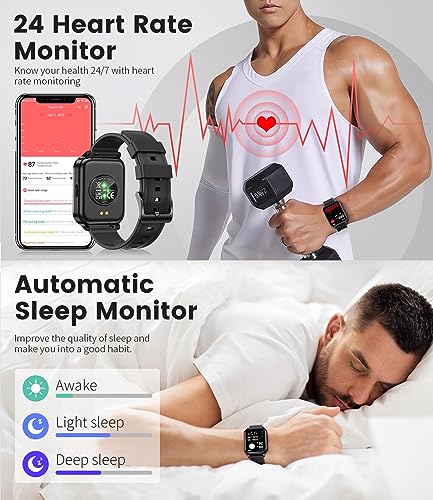 LIGE Smart Watch for Women Men,Smart Watch (Answer/Make Call),2023 Newest 1.83 Inch Fitness Tracker,Heart Rate/Sleep Monitor/Pedometer/Calories,Multiple Sports Modes,Waterproof Fitness for Android iOS