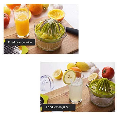4 in 1Multi-Function Manual Juicer, Citrus Lemon Orange Hand Squeezer Egg Separator with 2 Anti-Slip Reamers, Strainer, Grater and Measuring Cup (13OZ)