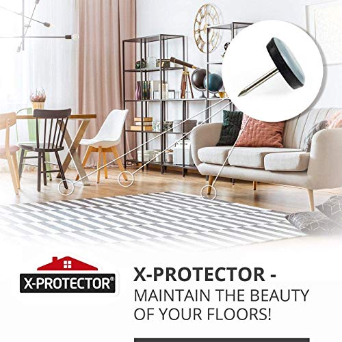 Chair Glides X-PROTECTOR – 1" Furniture Glides 40 pcs – Grey Nail-on Chair Sliders – Premium Chair Leg Floor Protectors – Slide Effortlessly with Chair Leg Pads That Protect Your Floor!