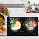 Dual Electric Induction Cooker Cooktop - 120V Portable Digital Ceramic Countertop Double Burner w/Kids Safety Lock - Works with Stainless Steel Pan & Other Magnetic Cookware - NutriChef PKSTIND48EU