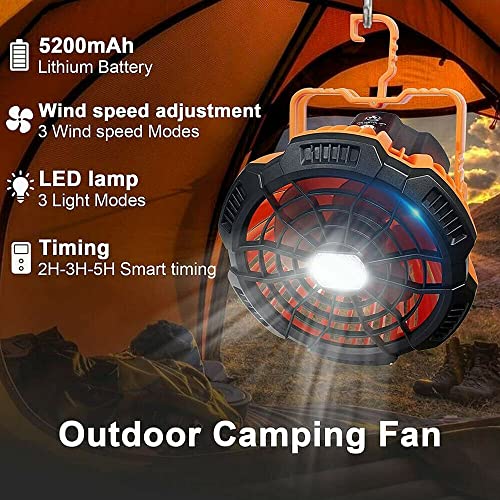 Portable Camping Lantern, Camping Ceiling Fan Tent Fan with Remote Control, Rechargeable LED Light for Camping, USB Desk Fan for Outdoor