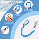 6 Pack Heavy Duty Fishing Lanyard Steel Wire Coiled Lanyard Kayak Retractable Tool Leash Fishing Rod Safety Lanyard Fishing Gear Lanyard Tether Accessories with Alloy Clips for Pliers Boating (Blue)