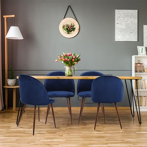 LEVEDE Dining Chairs, Set of 2 Reading Seating, Velvet Kitchen Chairs, Chic Nursing Seats, Home Furniture for Dining Room, Living Room, Cafe, Meeting Room, Load Up to 150kg (Navy)