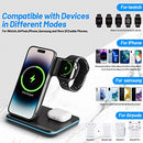 HEYMIX 3 in 1 Wireless Charger, 15W Fast Wireless Charging Station, 3-in-1 Wireless Phone Charging Dock Stand Compatible with AirPods, iWatch, iPhone14/13, Samsung Galaxy S22/S21 (with QC3.0 Adapter)