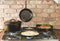 LODGE 17.78 cm / 7 inch Pre-Seasoned Cast Iron Round Serving Griddle, Inoxidable, Black