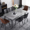 Kitchen Dining Table Marble Tabletop: Rectangular 120cm Modern Sintered Stone Grey Pattern High Gloss Marble Effect Top Dinner Tables 4 Seater with Tapered Metal Legs Dining Room Home Lounge