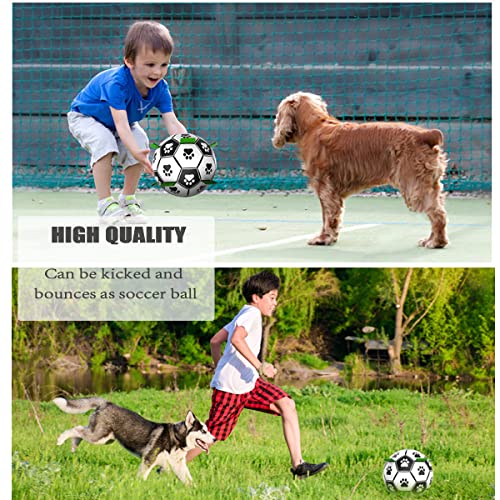 Dog Toys Soccer Ball with Grab Tabs, Interactive Dog Toys for Tug of War, Puppy Birthday Gifts, Dog Tug Toy, Dog Water Toy, Durable Dog Balls for Medium & Large Dogs 7.1 inches