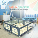 Baby Playpen with Mat 180×150cm, Baby Play Pen Extra-Large Playpens Play Mat with 50 Balls Pit, 4X Handlers, Baby Playmat, Basket Net for Toddler Babies with Breathable Mesh, Christmas Gifts