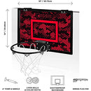 AND1 Mini Basketball Hoop: 18”x12” Pre-Assembled Portable Over The Door with Flex Rim, Includes Two Deflated 5” Mini Basketball with Pump, for Indoor, Red/Black