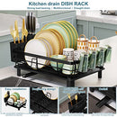 Dynus Dish Drainer,Dish Drying Rack with Anti-Rust Frame and Removable Utensil Holder and Drainboard,Include Cutlery Holder & Cup Holder,Plate Rack Drainer for Kitchen Black